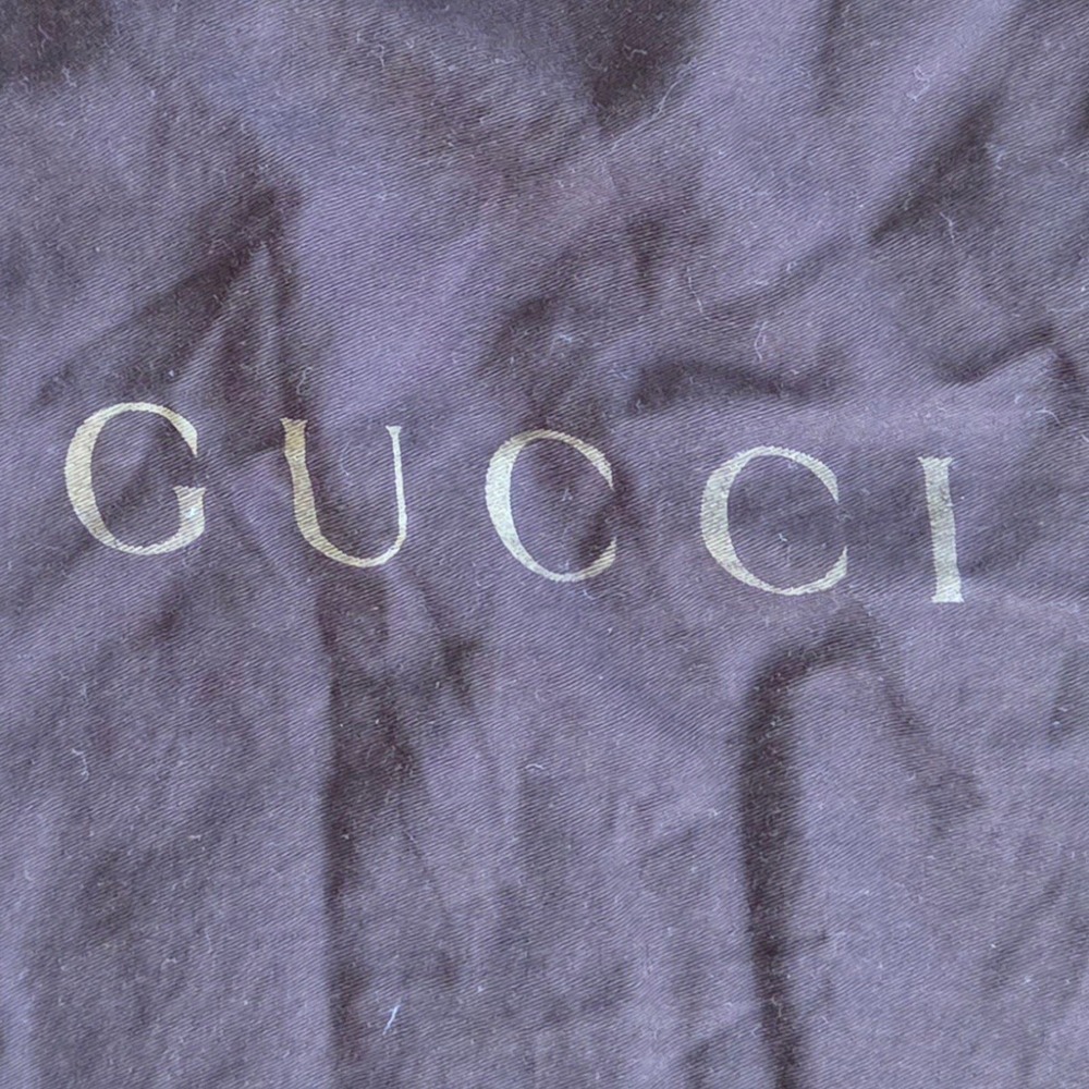 Gucci Dark Brown Cotton Drawstring Dust Bag Large 14.5x23 Logo Storage Bag